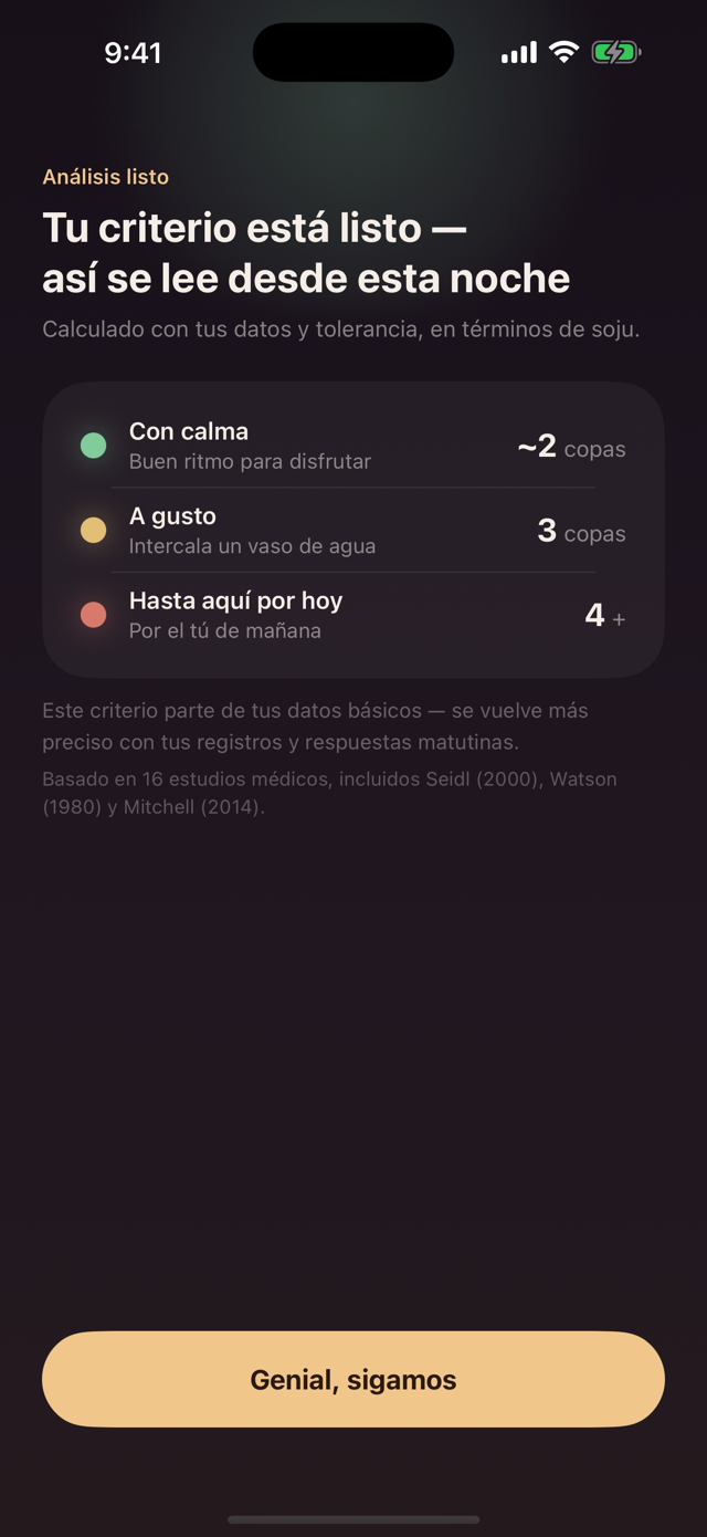 Tu baremo — tramos verde, amarillo y rojo
